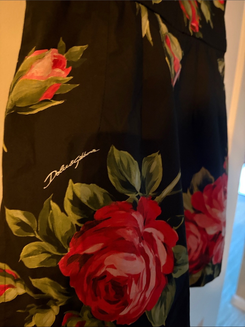 Dolce & Gabbana Black Floral Mini Dress with Red Roses size IT38 NWT - Picture 9 of 12